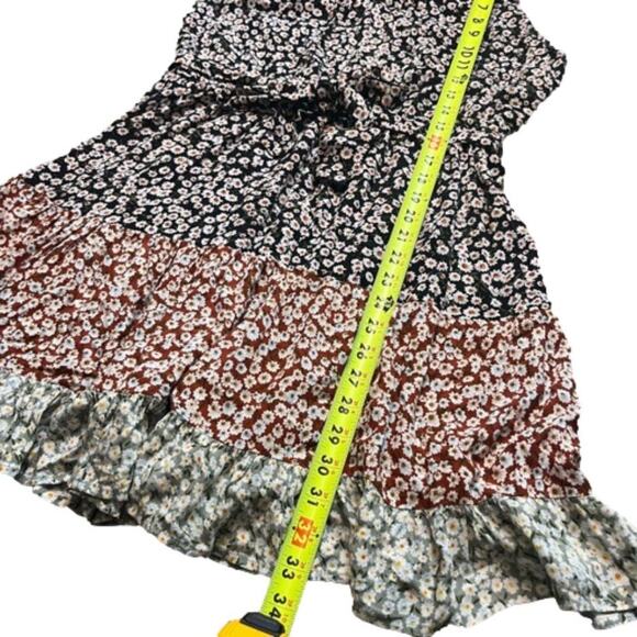 Cotton Bleu floral midi dress sz L tiered colorblock cottagecore prairie flowy - Picture 8 of 11